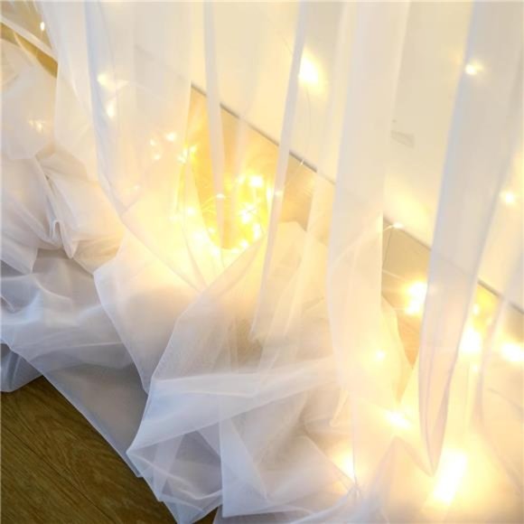 White Tulle BackdropCurtain with Lights String for Parites 10×8ft Sheer Backdrop - Picture 6 of 6